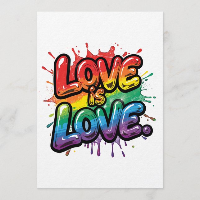 Invitación Love Is Love - Rainbow Pride Quote Art  (Anverso)