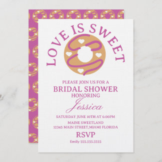 Invitación Love is sweet donut with hearts Bridal Shower