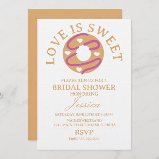 Invitación Love is sweet donut with hearts Bridal Shower
