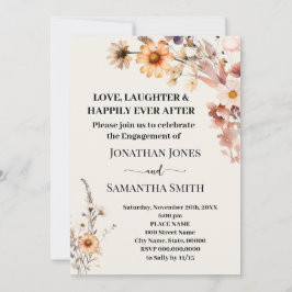 Invitación Love Laughter Engagement Fall Wildflowers