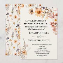 Invitación Love Laughter Engagement Fall Wildflowers