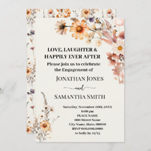 Invitación Love Laughter Engagement Fall Wildflowers