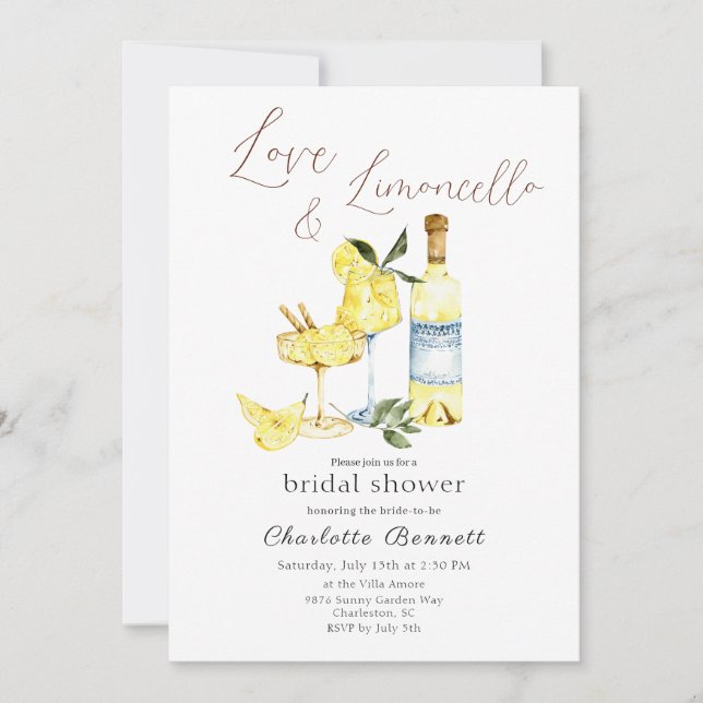 Invitación Love Limoncello Cocktail Bridal Shower (Anverso)