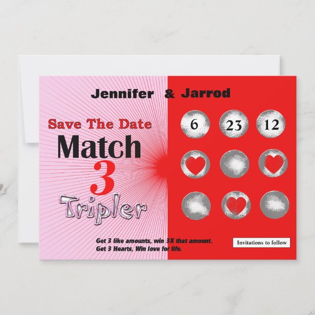 Invitación Love Lotto Scratch Off Save the Date Anunciation (Anverso)