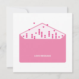 Invitación Love Message Pink Hearts Minimalist Cute Funny  