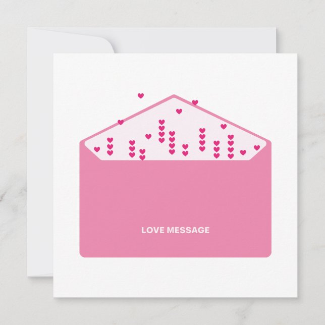 Invitación Love Message Pink Hearts Minimalist Cute Funny   (Anverso)