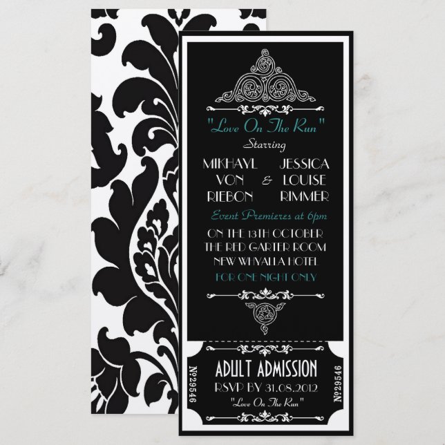 Invitación "Love On The Run" una boda fugitiva (Anverso / Reverso)