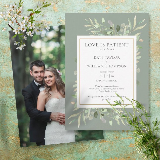 Invitación Love Patient Elopement Sage Wedding Announcement (Subido por el creador)