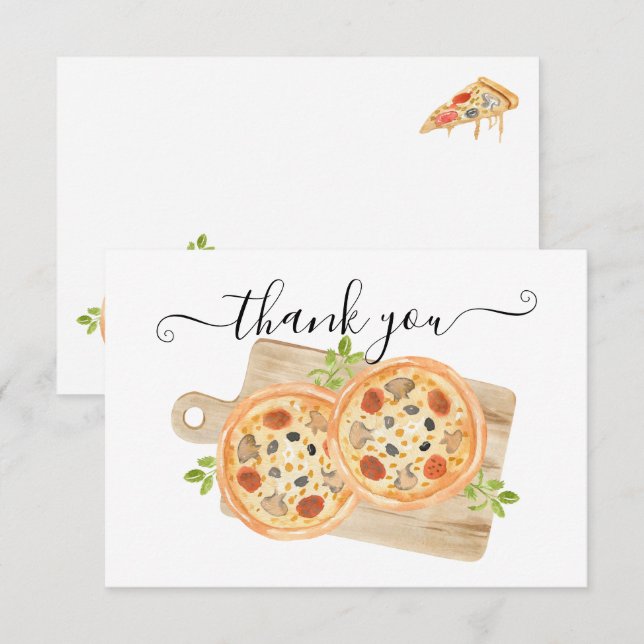 Invitación Love & Pizza Thank You Note (Anverso / Reverso)