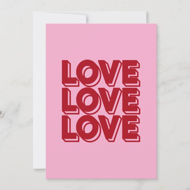 Invitación Love Retro Red Typography (Anverso)