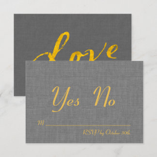 Invitación Love RSVP on Grey Linen