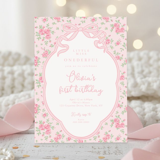 Invitación Love Shack Bow Little Miss Onederful 1st Birthday (Subido por el creador)