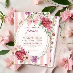Invitación Love Shack Fancy vintage floral rosa ducha de novi