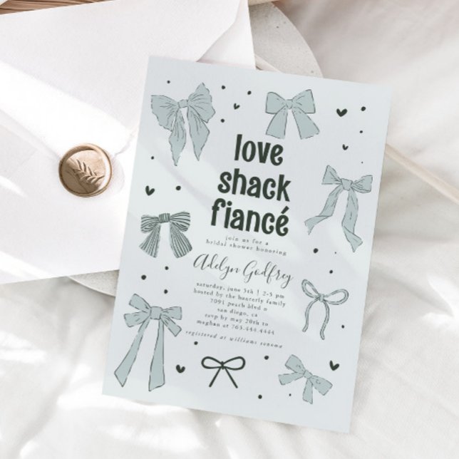 Invitación Love Shack Fiance Blue Bow Bridal Shower (Subido por el creador)