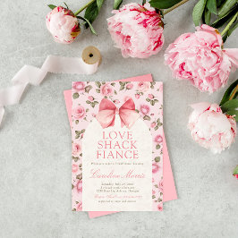 Invitación Love Shack Fiance Flores rosadas Ducha de novia