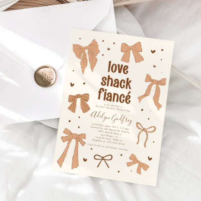 Invitación Love Shack Fiance Mocha Mousse Bow Bridal Shower (Subido por el creador)