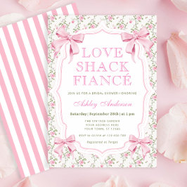 Invitación Love Shack Fiance Pink Bow Bridal Shower
