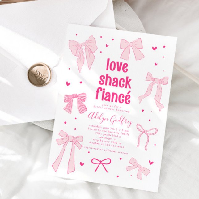 Invitación Love Shack Fiance Pink Bow Bridal Shower (Subido por el creador)