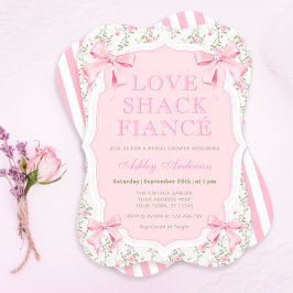 Invitación Love Shack Fiance Pink Bow Coquette Bridal Shower