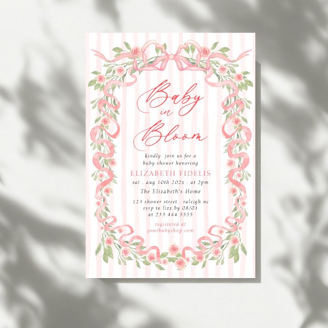 Invitación Love Shack Fiance Pink Bow Floral Bridal Shower (Subido por el creador)