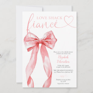 Invitación Love Shack prometida lazo rosa Despedida de solter