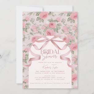 Invitación Love Shack Roses rosados Flores Bridal Shower