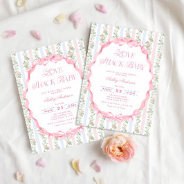 Invitación Love Shack Vintage Pink Floral Elegante Baby Showe