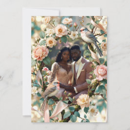 Invitación LoveBird Floral Photo Engagement Announcement