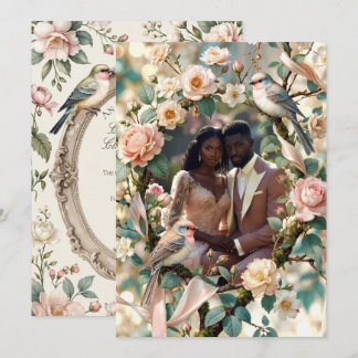 Invitación LoveBird Floral Photo Engagement Announcement