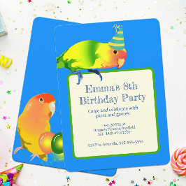 Invitación Lovebird Parrot Birday Party Cute Bright Bird