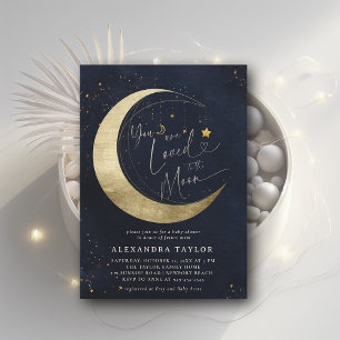 Invitación Loved Moon Mobile Dark Navy Neutral Baby Shower