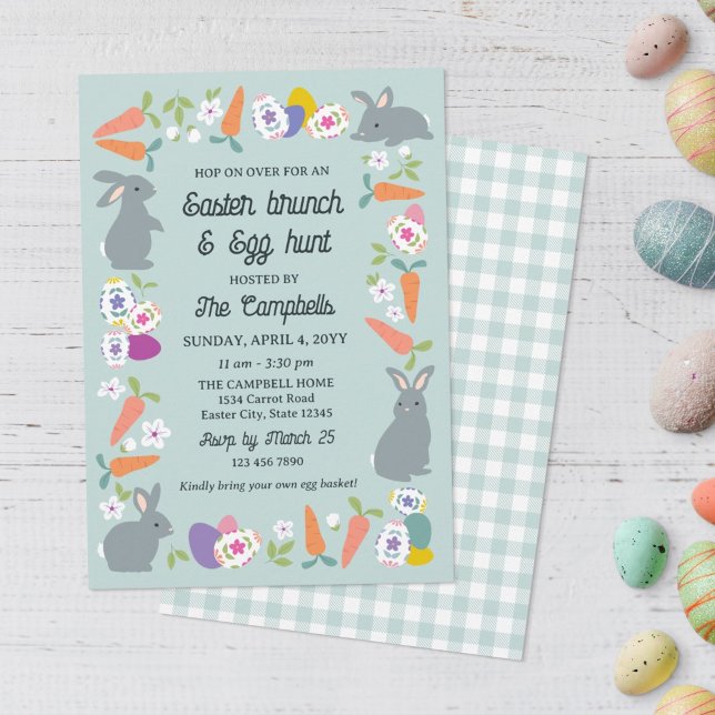 Invitación Lovely Bunnies Carrots Easter Brunch & Egg Hunt (Subido por el creador)