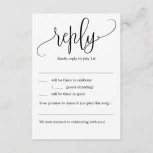 Invitación Lovely Calligraphy Wedding RSVP sin menú