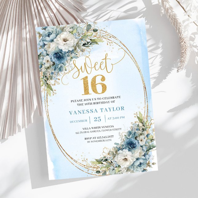 Invitación Lovely Gold Glitter Frame Sweet Sixteen Birthday  (Lovely Gold Glitter Frame Sweet Sixteen Birthday Invitation

)
