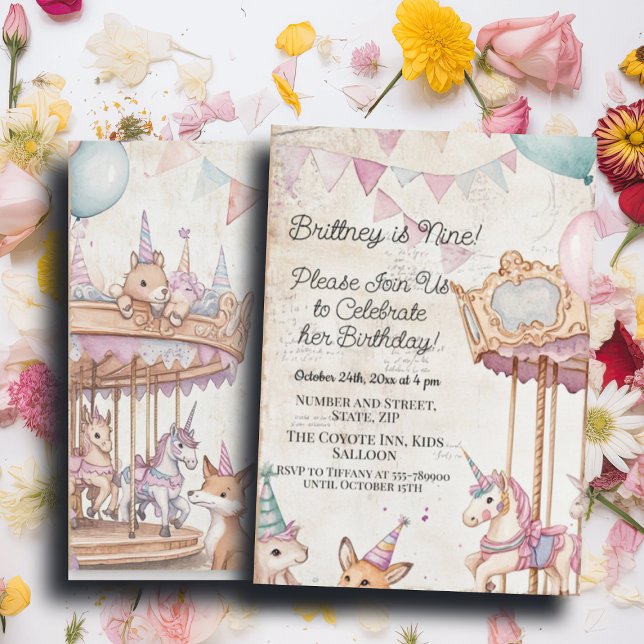 Invitación Lovely Journal Page w Animals Novena fiesta de cum (Subido por el creador)