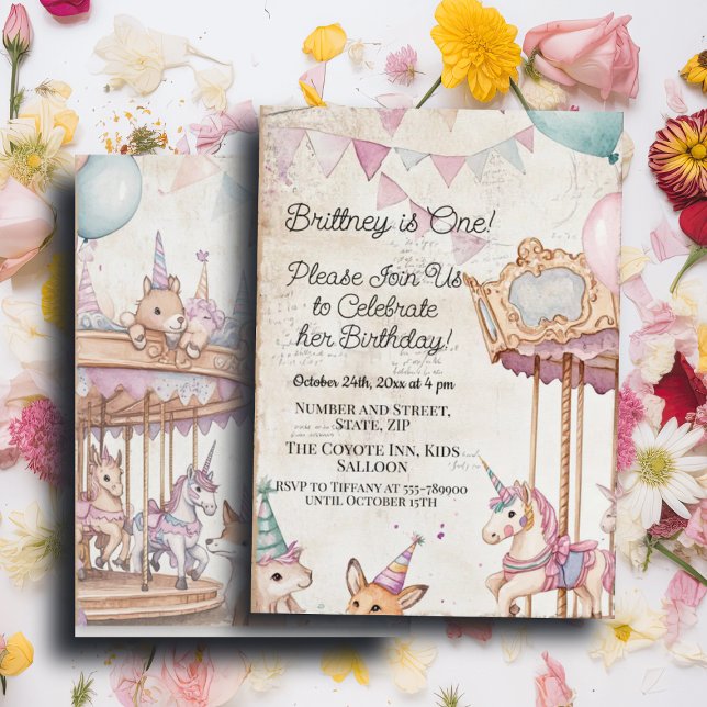 Invitación Lovely Journal Page w Animals Primer Fiesta de cum (Subido por el creador)