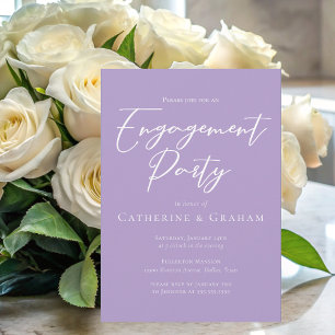 Invitación Lovely Lilac Purple White Script Engagement Party