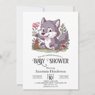 Invitación Lovely Little Wolf Baby Shower