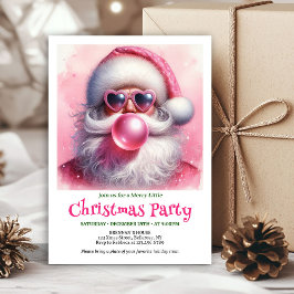 Invitación Lovely pink santa chewing gum watercolor invite