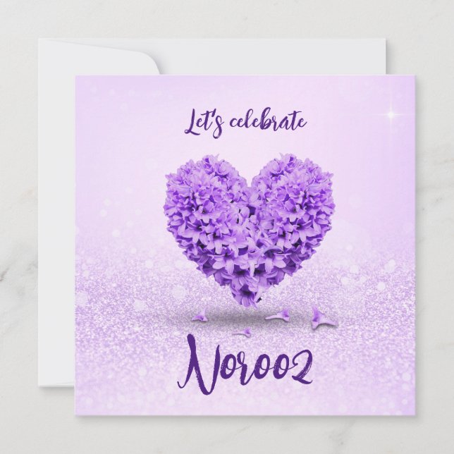 Invitación Lovely Purple Hyacinth Happy Norooz Heart Bouquet (Anverso)