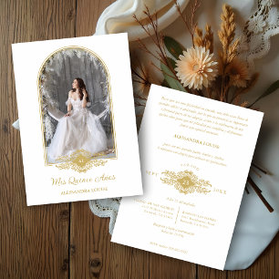 Invitación Lovely Quinceañera Spanish Stilysh Gold Chic Arch 