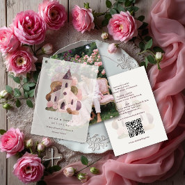 Invitación Lovely Rustic Pink Shades Church Wedding 
