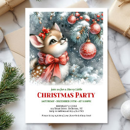 Invitación Lovely snowy forest baby deer Christmas invite