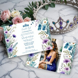 Invitación Lovely Sweet Floral Garland Spanish Photo Mis XV I