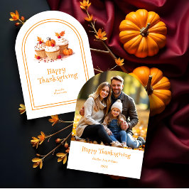 Invitación Lovely Thanksgiving Cupcakes Photo Family