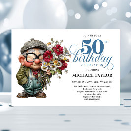 Invitación Lovely Whimsical Man 50th Birthday Humor Cartoon