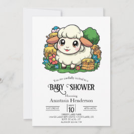 Invitación Lovely Whimsical Sheep Baby Shower