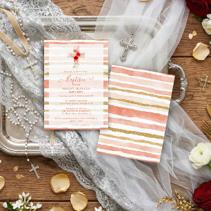 Invitación Lovely Wildflowers Christian Cross Baptism