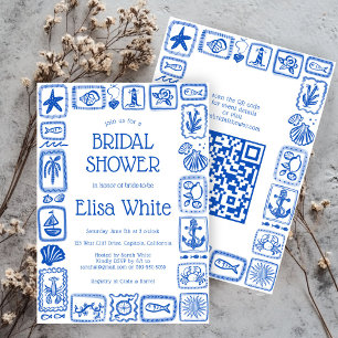 Invitación LoveNotes de Sea Modern PERSONALIZADO QR Bridal Sh
