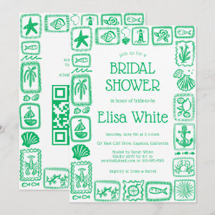 Invitación LoveNotes from Sea Bridal Shower Modern PERSONALIZ